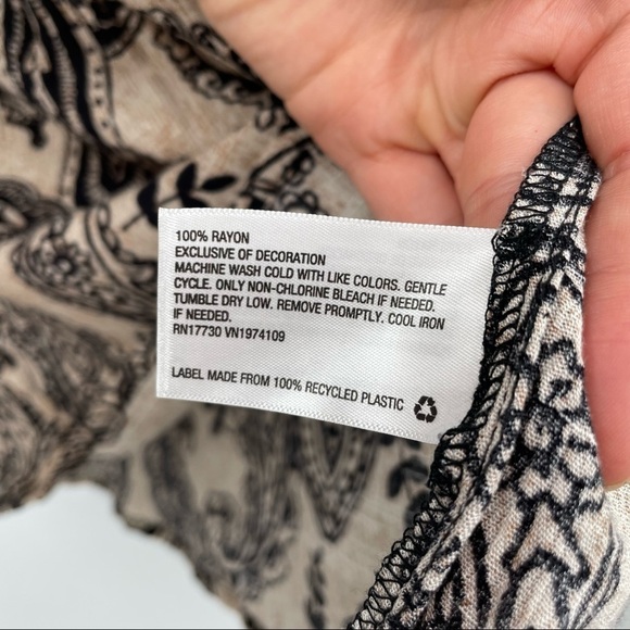 Knox Rose Beige & Black Paisley Print Boho Blouse - Picture 15 of 15